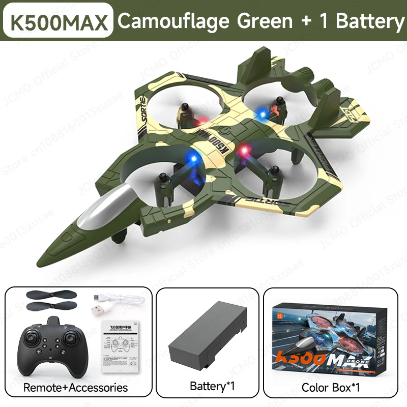طائرة لعبة JCMO K500 MAX يتم التحكم بها عن بعد، إقلاع بزر واحد، طيران بزاوية 360 درجة ° طائرة لعبة تحكم عن بعد 2.4 جيجاهرتز بثلاث سرعات قابلة للتعديل