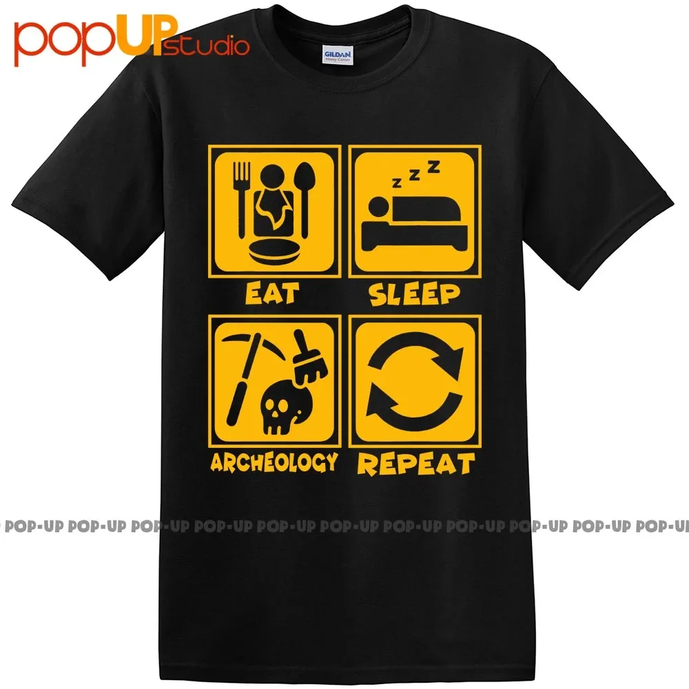 T-Shirt In Cotone Biologico Eat Sleep Archaeology - Regalo Originale Per Archeologi E Appassionati