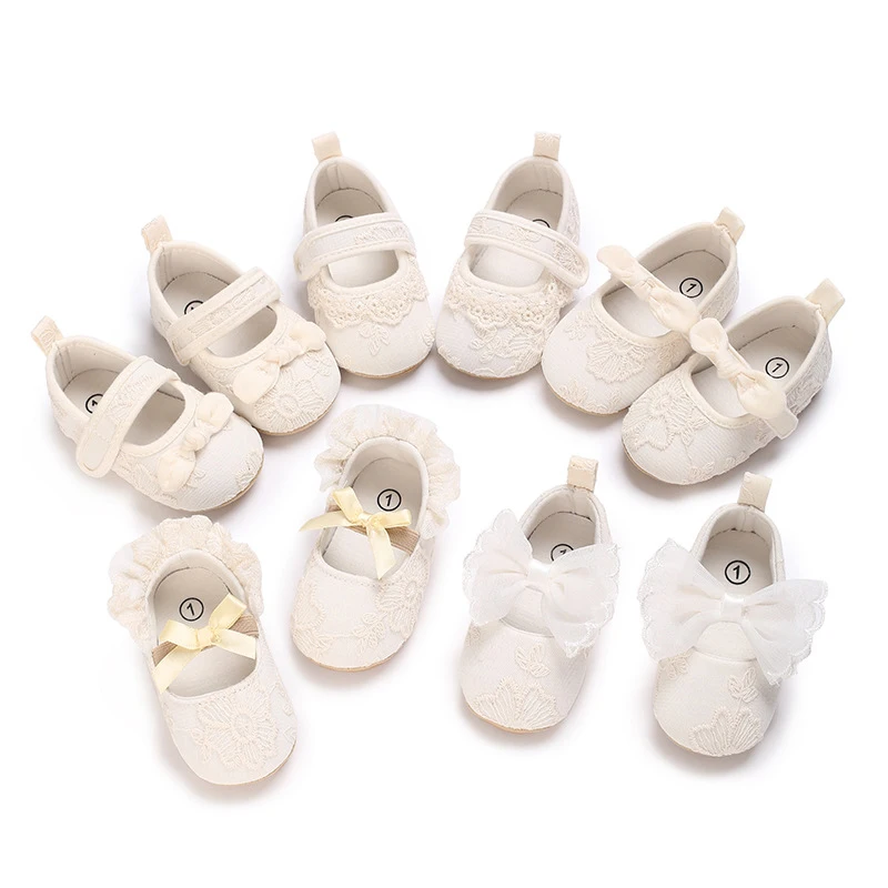 Baby Girl Princess Shoes Toddler Non-slip Flat Soft-sole Cotton Rubber Crib Lovely Butterfly-knot Infant First Walkers