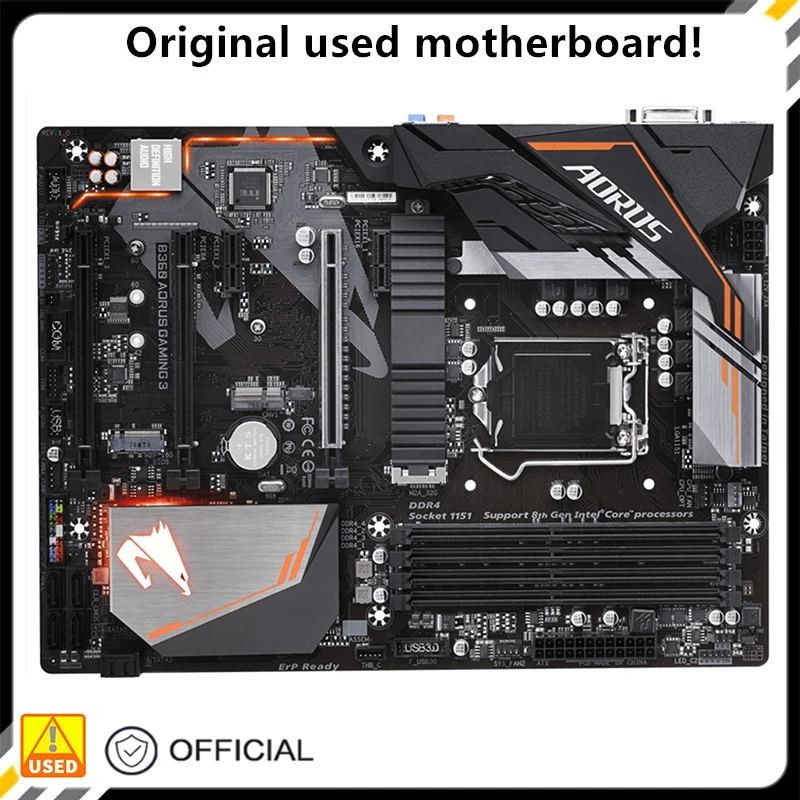 

For B360 AORUS GAMING 3 Original Used Desktop Intel B360 64GB DDR4 Motherboard LGA 1151 i7/i5/i3 USB3.0 SATA3