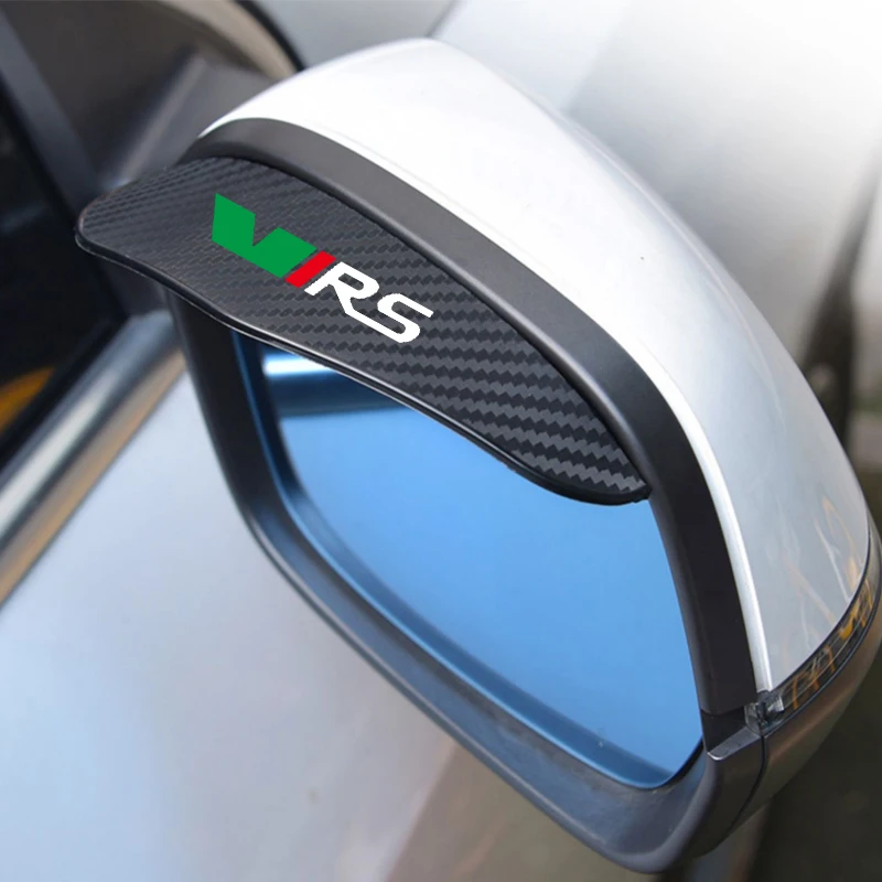 2x Car Rearview Mirror Rain Eyebrow Visor Carbon Fiber Rain Cover VRS for Skoda Octavia 2 A5 A7 MK3 MK2 Kodiaq Superb Fabia