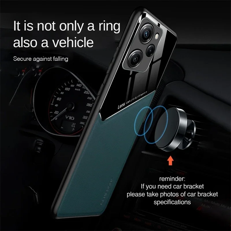 Leather Shockproof Back Cover with Car Magnetic Feature