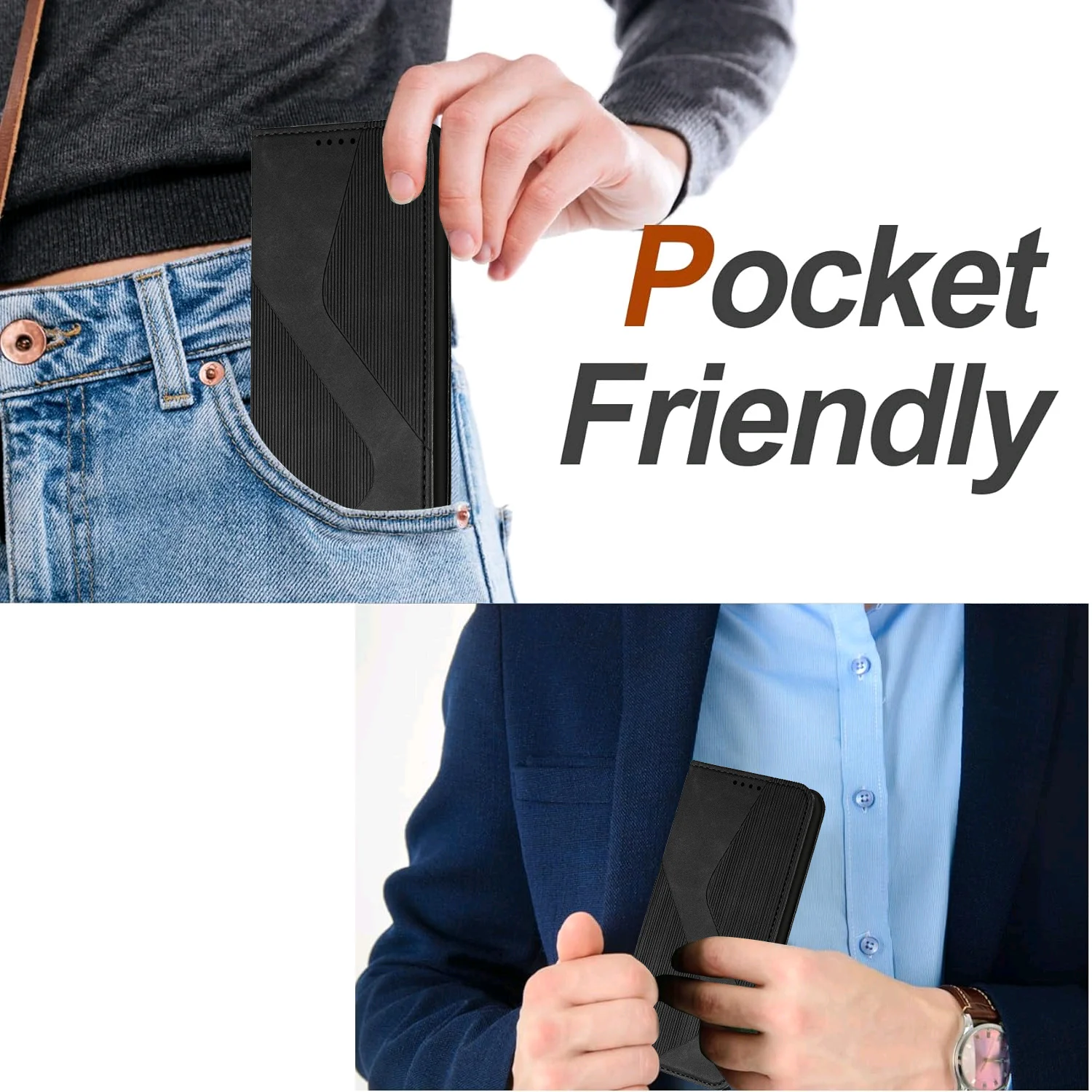 Magnetic Leather Flip Wallet Case with Card Holder and Stand