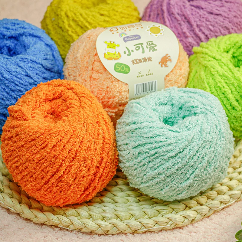 50g/Lot (80 Yards) 100% Polyester 3ply Fluffy Soft Short Cashmere Yarn Crochet For Throw Pillows Bobby Pins DIY Dolls. XKA 2