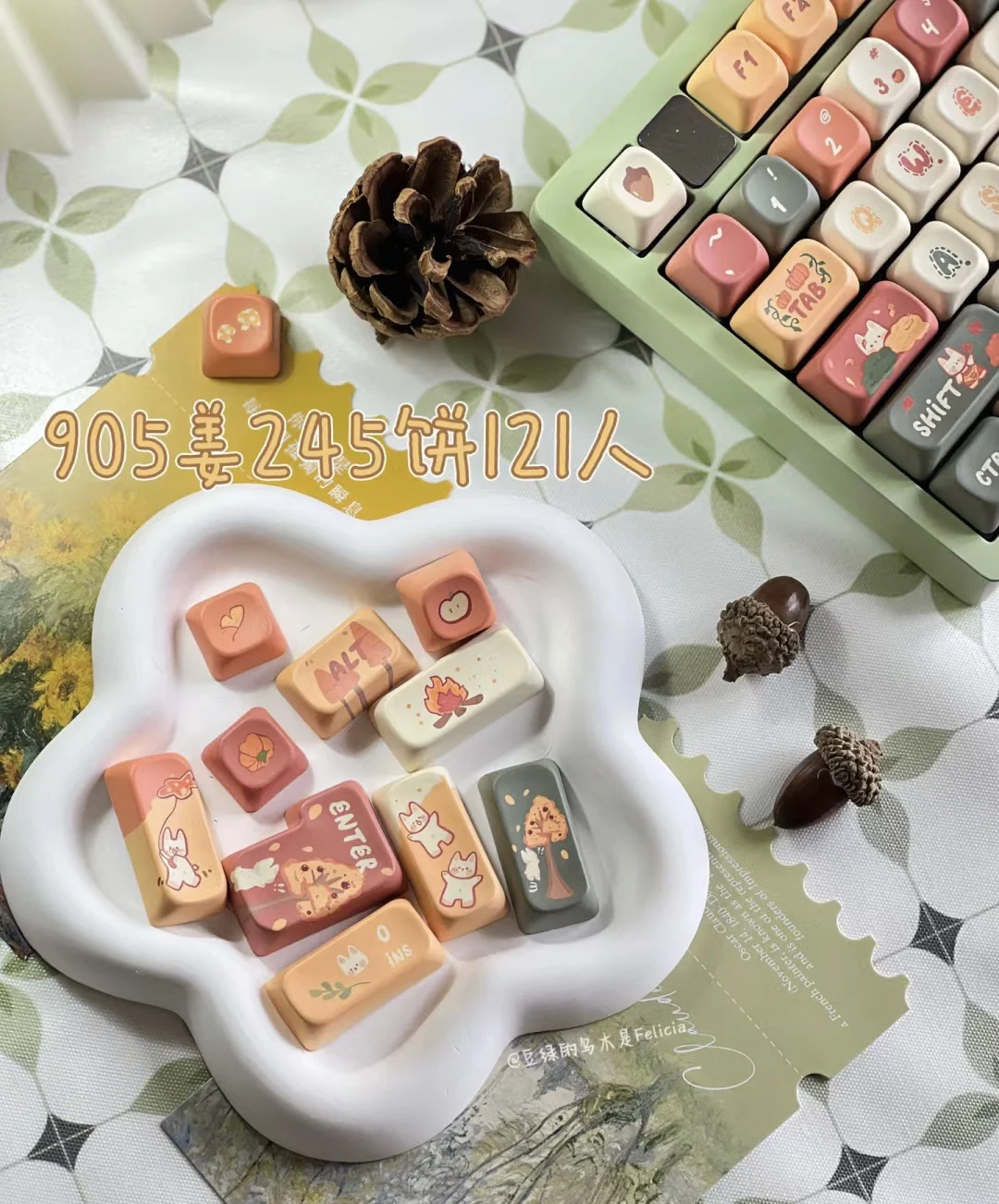Coelho Bonito Keycaps para Teclado Mecânico Eoa Keycaps Sublimação Presente Outono 61 64 87 84 100 104 2.25 u Barra de Espaço 2.75u 140 Chaves - Imagem 6
