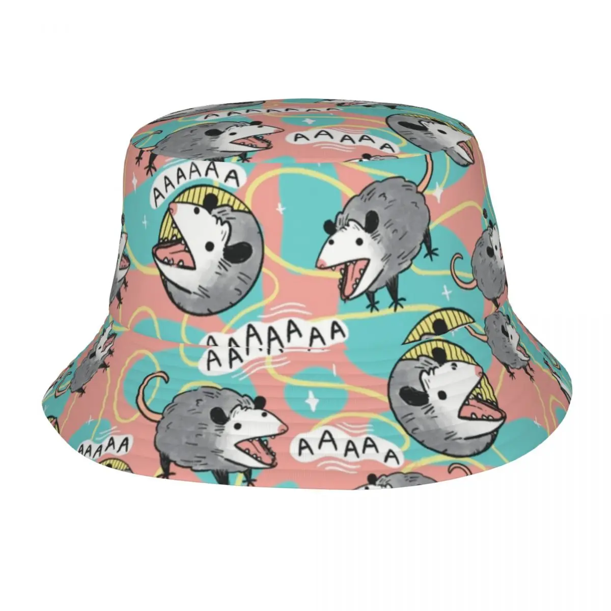 

Trendy Opossum Screm Pattern Bob Hats Men Women Lightweight Outdoor Sport Possum Animal Fishing Hat Spring Picnic Headwear