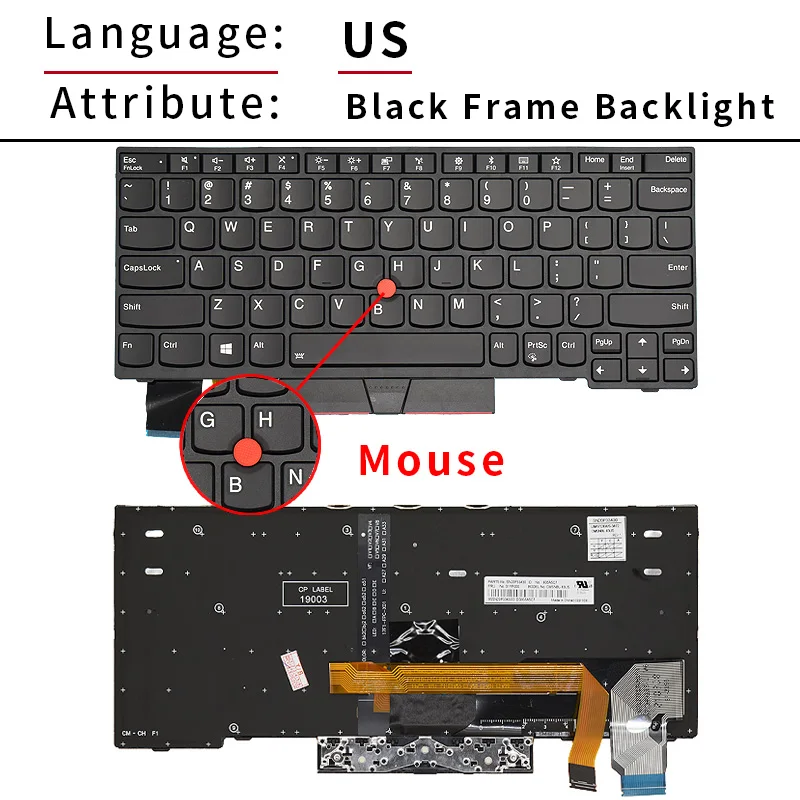 Teclado Inglês para Notebook dos Eua para Lenovo Thinkpad Notebook X240 X240s X230s X250s X270 X260s X13 L13 X280 A285 X390 X395 - Imagem 4