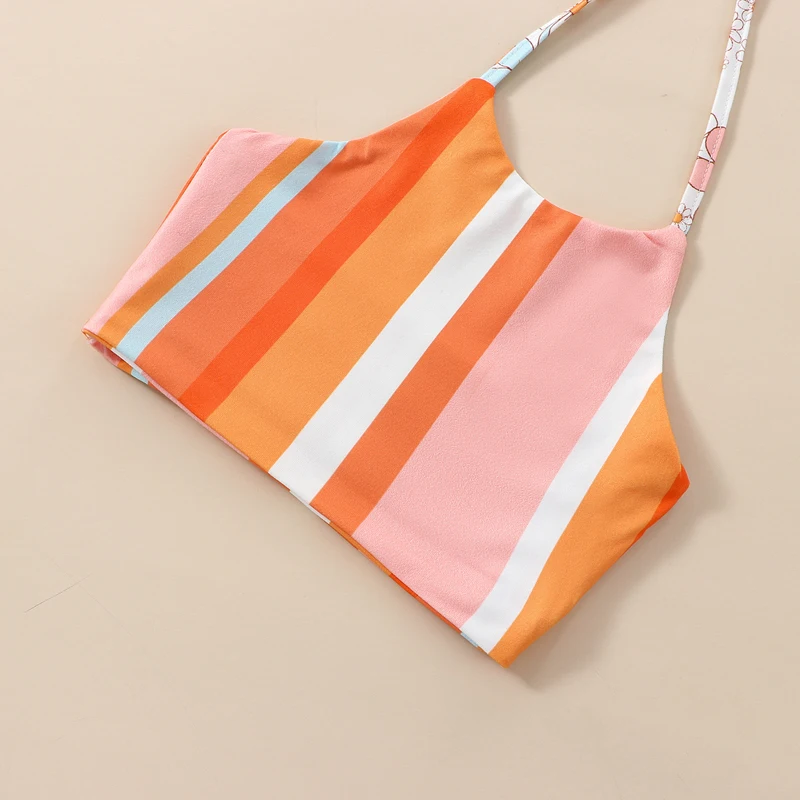 Toddler Girls Outfit Sleeveless Striped Print Top Flared Pants Set with Headband for Summer Beach Vacation 1