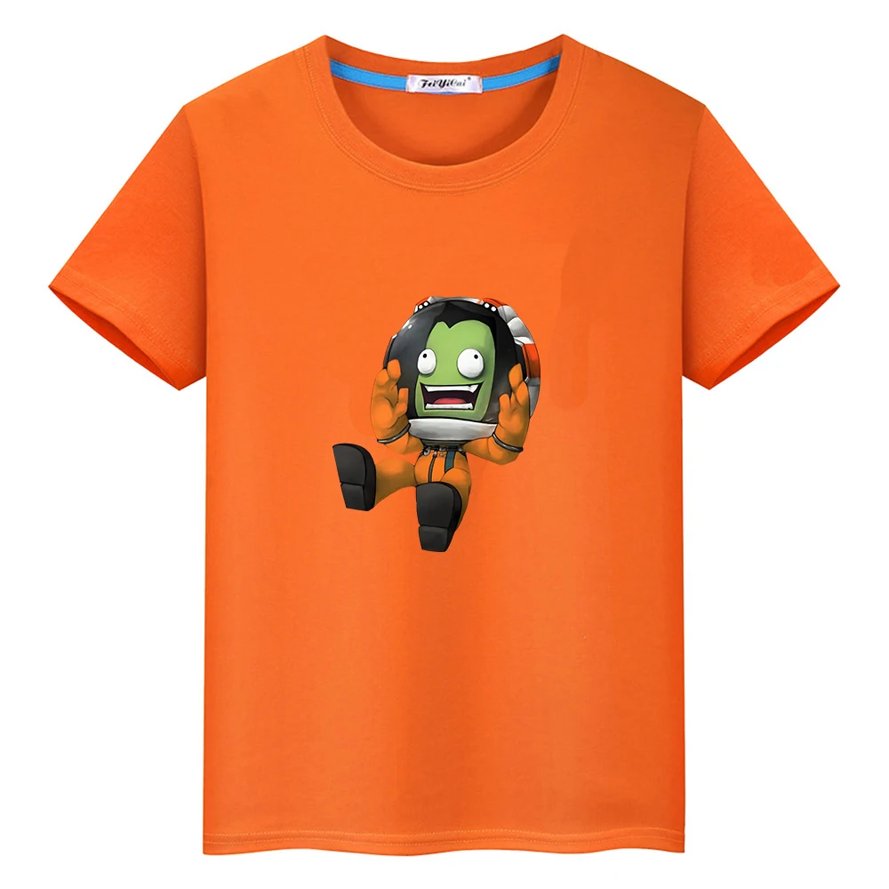 

Kerball Space Program Game Print T-shirts Short Sleeve 100% Cotton Tee-shirt Kawaii Cartoon Graphic Boys/Girls Tshirts Soft Tops