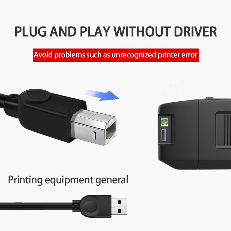 【빠른 배송】USB 프린터 케이블 0.5M/1M/1.5M/3M/5M/10M USB 2.0 유형 A 남성-B 남성 케이블 프린터용 연장 코드