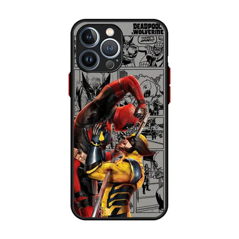 thumbnail image 1 of Funda de teléfono mate transparente de Marvel Deadpool y Lobezno para Apple iPhone 16, 15, 14, 13, 12, 11 pro Max, 13, 12 Mini, XS, XR, X, 7, 8 plus, 1 of 5