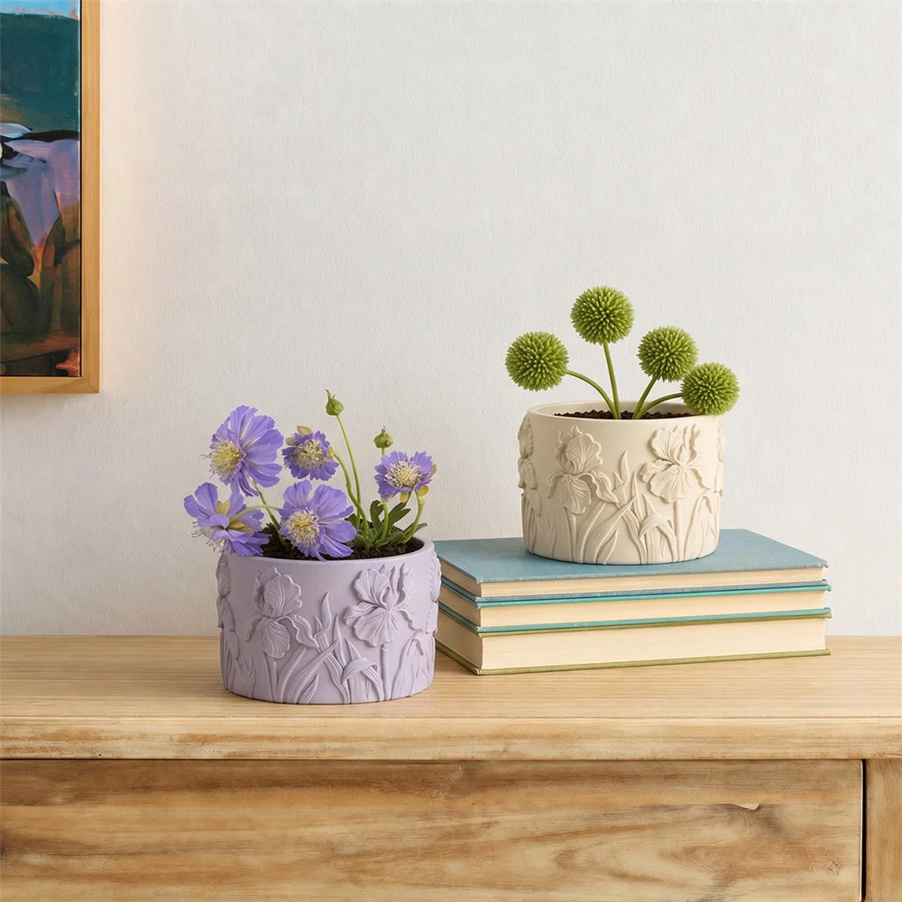 보우안 니콜 플라워 캔들 용기 석고 몰드 재사용 가능한 캔들 리필 몰드 DIY 캔들 용기 몰드 (콘크리트 및 시멘트용)