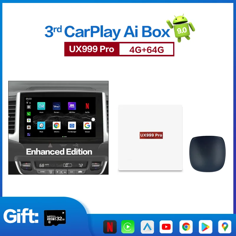 

Мини-приставка Carplay Ai Box на Android, Apple Car play, Беспроводная Автомобильная Мультимедийная приставка Android для Volvo, Ford Benz, VW, Netflix, Автомобильная Мульт...