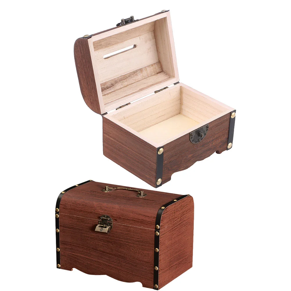 

2 Pcs Treasure Chest Piggy Bank Jewelry Storage Organizer Pirate Chests For High Capacity