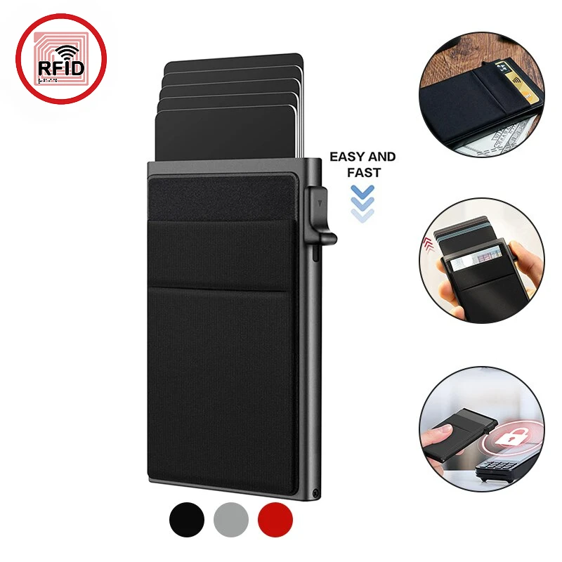 Sleek RFID Blocking Metal Wallet - Minimalist Card Holder with Secure Protection
