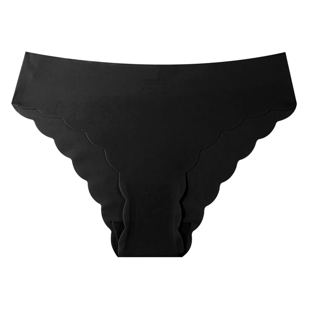 

Seamless Panties Women's Lingerie Sexy Panties Pure Colour Wavy Trim Low Rise Panties