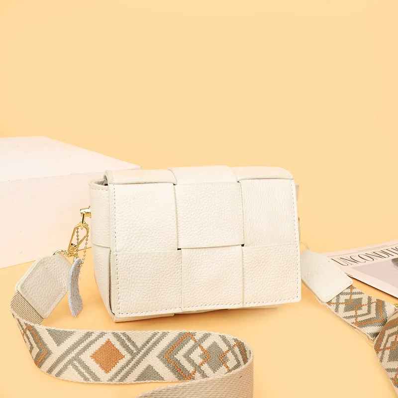 

100% Cow Leather Luxury Weave Women Handbag New Genuine Leather Shoulder Crossbody Bag Female Solid Color Messenger Fashion Tote