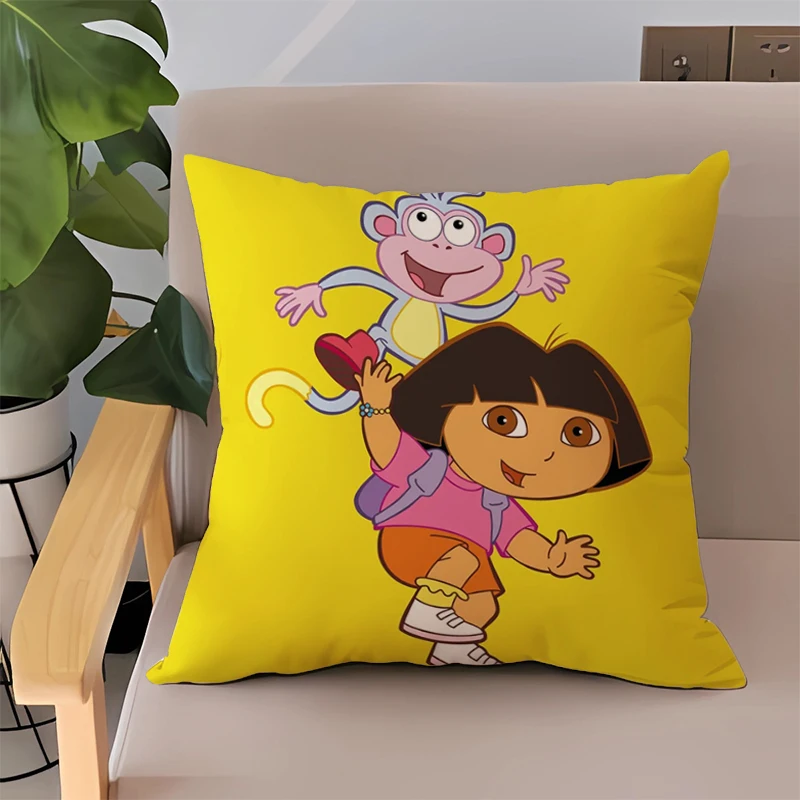 

Pillowcase 45*45 Dora the Explorer Short Plush Double-sided Printing Case 45x45 Pillow Covers Decorative Sofa Cushion Home Decor