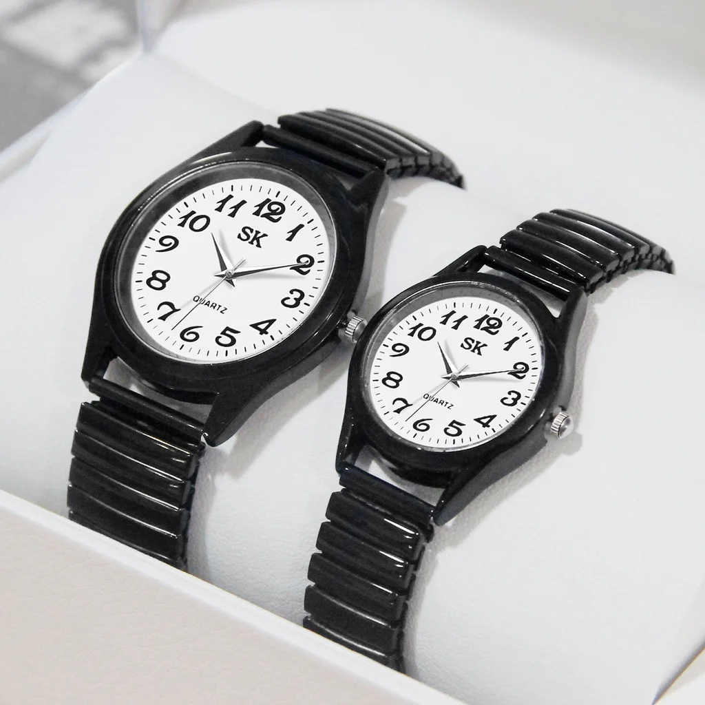 Men's Women's Bussiness Watch Couple Watch Set Romantic Bohemian Style Elastic Strap Quartz Watch Set (Box Not Included)