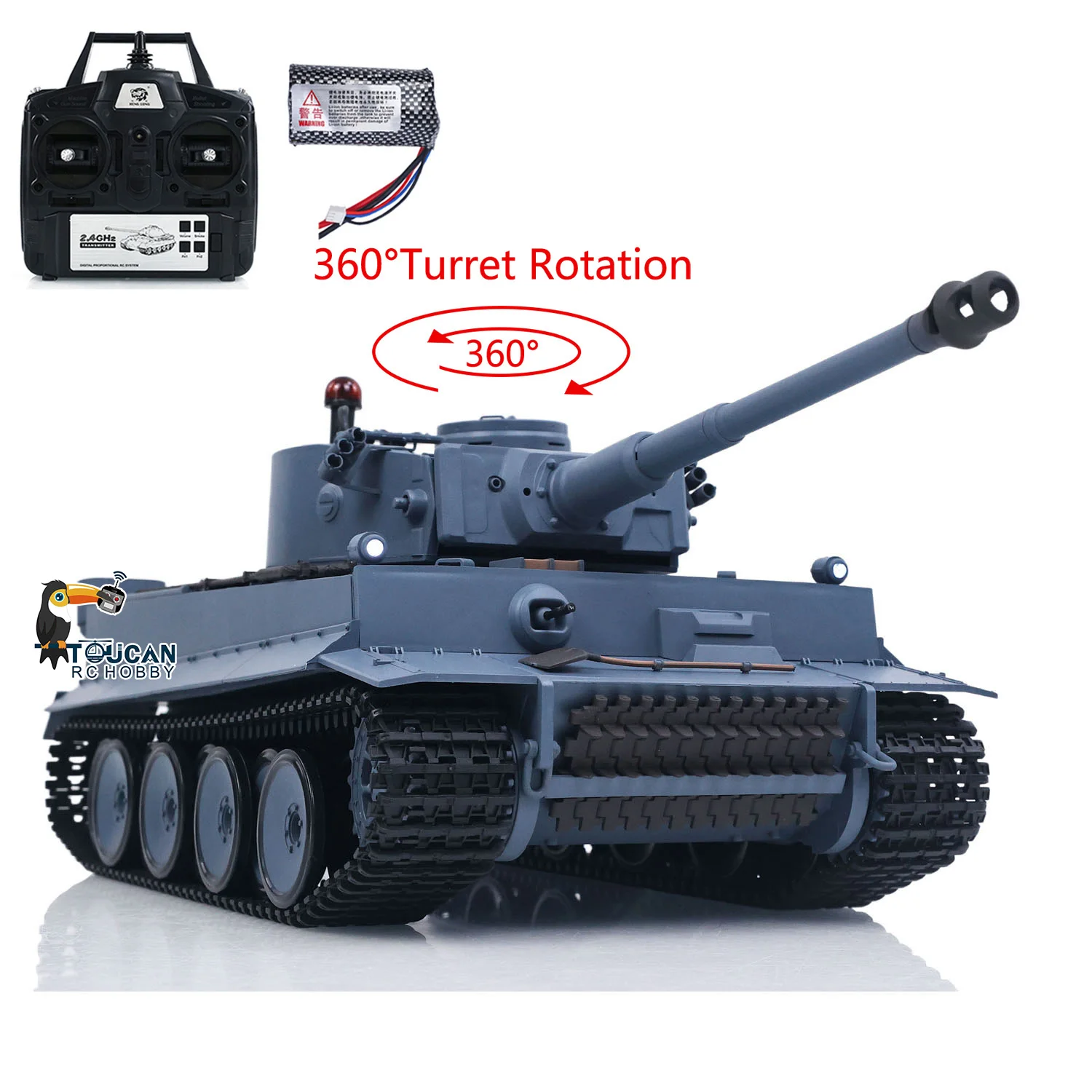Char RC 1/16 Tiger I avec fumée, BB, combat IR, tourelle 360°