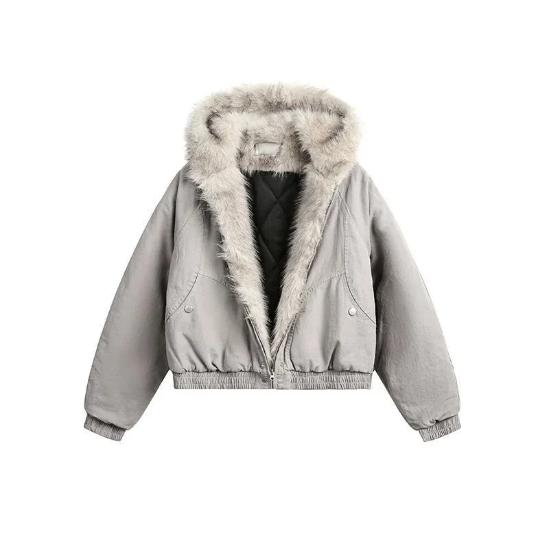 Winter American Retro 2000s Aesthetic Jacket Women Y2k Hooded Design Harajuku Thicken Coat Loose Chic Gothic Dark Outfits Parkas