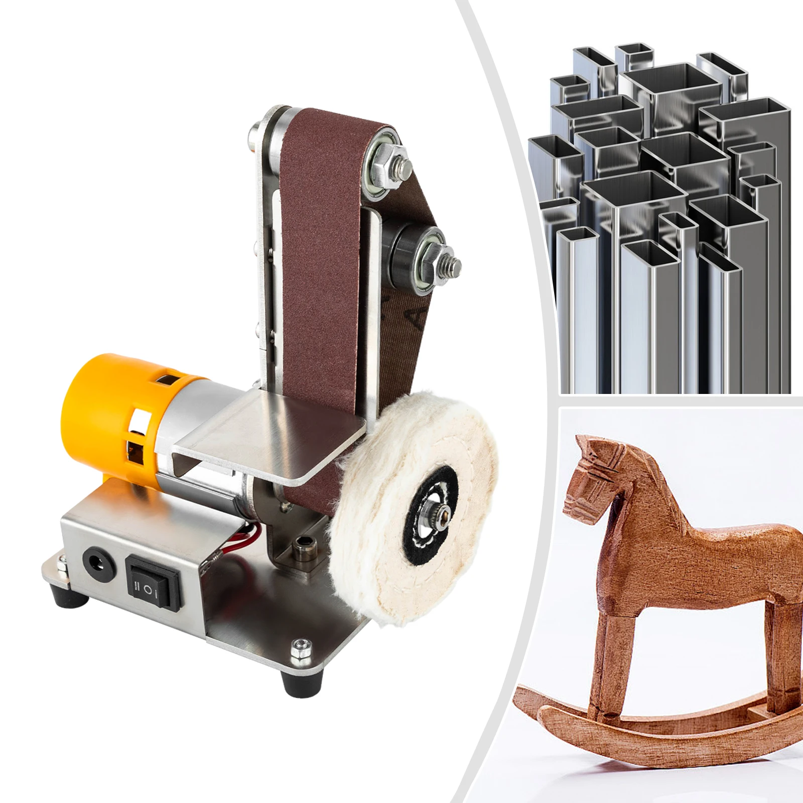 Mini Belt Sander 775 Motor Electric Bench Grinder 304 Stainless Steel TableTop Polisher Sanding Machine Adjustable Speed 3