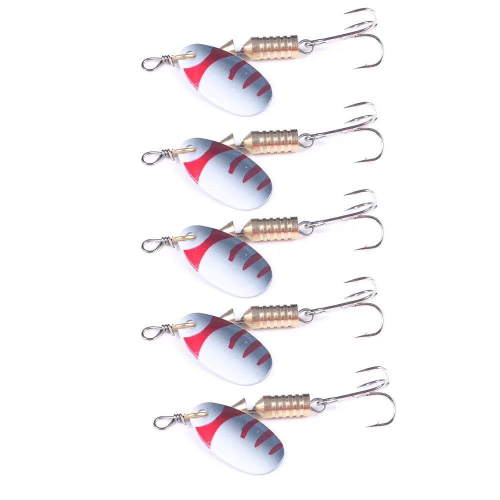5pcs Waterdrop Metal Spoon Spinner Fishing Lure Set with Hook Artificial Bait Kit Crankbaits for Freshwater and Saltwater 5