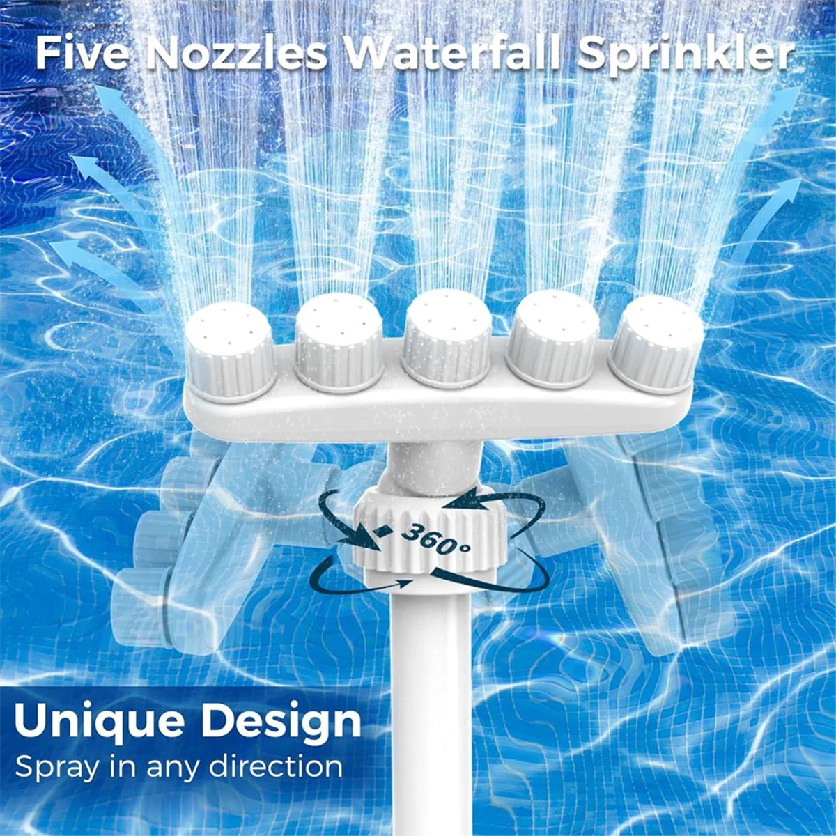 SEMOIC Adjustable Pool Fountain with 5 Nozzle for Inground Pools,360&deg; Direction Control,Cooling Waterfall Sprinkler and Aerator