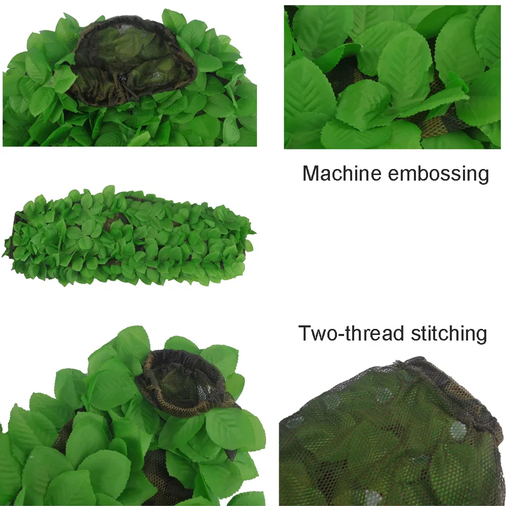 Ghillie Suit Camouflage Suit 3D Leaf Sniper Costume Suits Breathable Geely for Jungle Woodland Hunting Wildlife