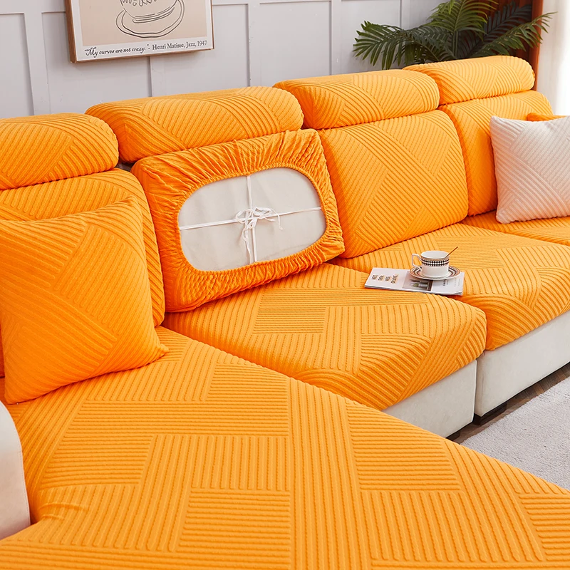 Funda de cojín de asiento de tela jacquard, funda de sofá elástica ajustable, funda de sofá para mascotas y niños, fundas de sofá extraíbles y lavables