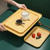 Plastic Tray Japanese Creative Wood Grain Pallet Rectangular Storage Tray Living Room Organizer Bread Plate Jewelry Storage 2