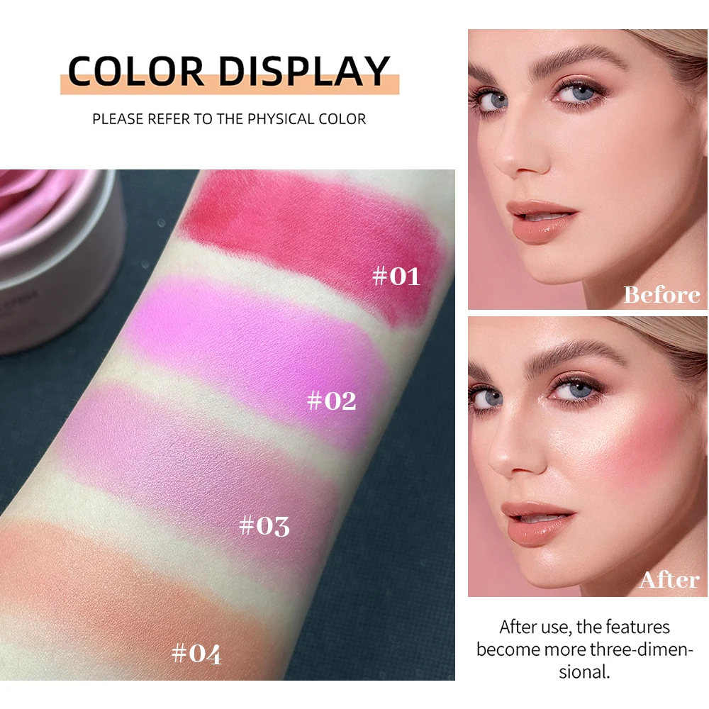 Makeup Blush 3D Petal Rose 4 colors Gift Highlighter Rare Beauty Rubor Forma Rosa Real Rose Flower Shimmer