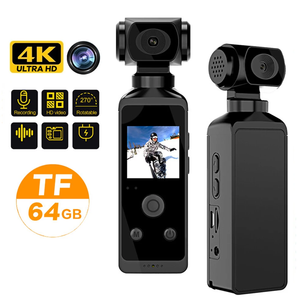 

Мини-камера 4K, 1,3 дюйма, ЖК-экран, вращение на 270 °, Wi-Fi