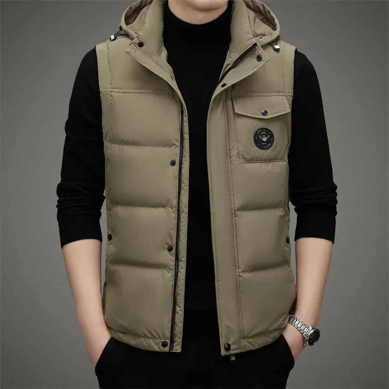 thumbnail image 1 of Chaqueta ligera de plumón de invierno para hombre, chaleco grueso, ropa de diseñador, ropa de lujo sin mangas, ligera y gruesa, protección contra el frío, 1 of 4