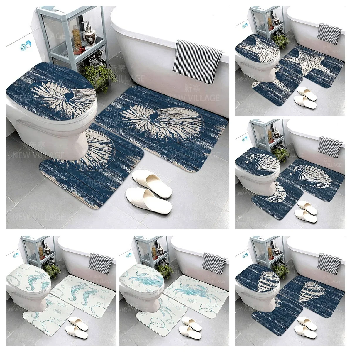 

Non slip shower mat bathroom carpet shower mat decorative water absorbing mat bathtub bathroom carpet underwater world print