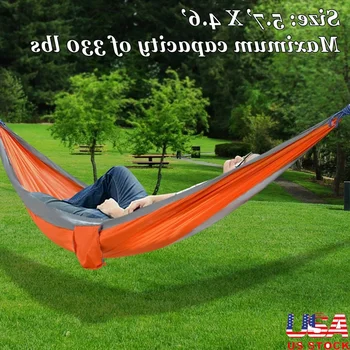 Ultra Light Nylon Parachute Hammock Camping Backpacking Travel Tree Swing Bed with Straps Carabiners Portable Carry Bag 330LB 1