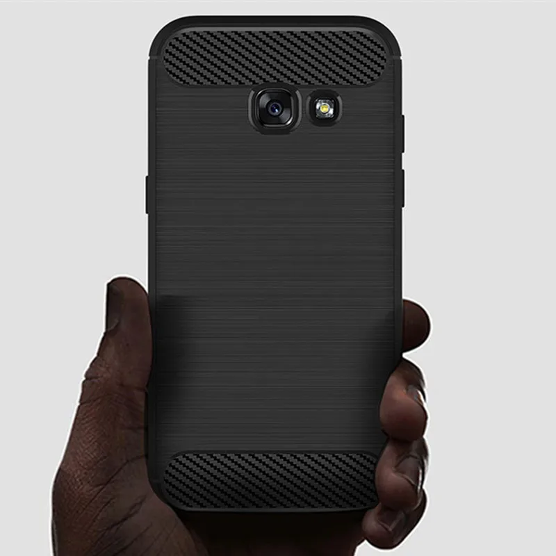 Matte Silicone Shockproof Carbon Fiber Soft Back Cover
