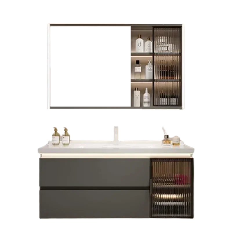 *Cream Style Bathroom Cabinet Combination Modern Minimalist Ceramic Integrated Basin Washbasin Smart Face Set YX50BC