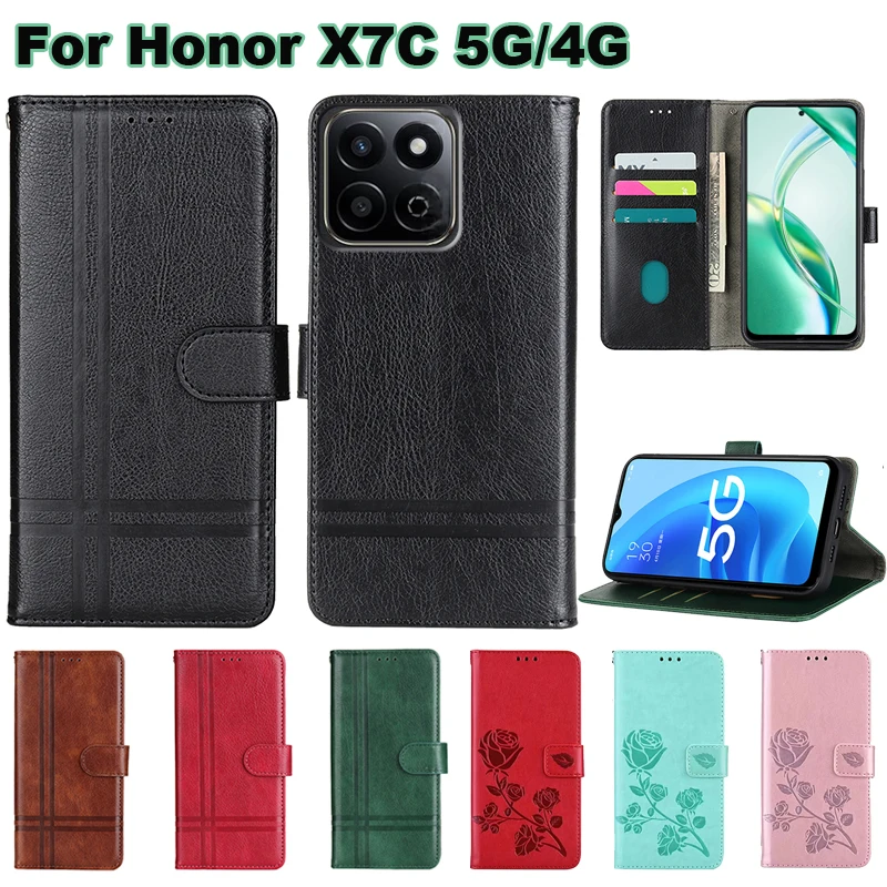 For чехол на Honor X7C 5G ALT-NX1 Case Wallet PU Leather Capas
