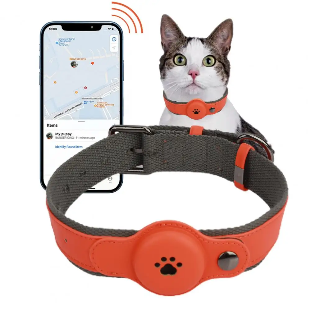 Leather Pet Adjustable Collars Pet Cat Collar For IOS Protective Tracker Anti Lost Positioning Collar GPS Tracker