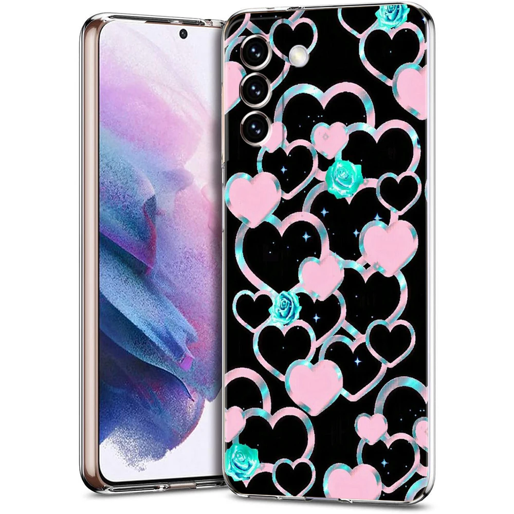 Gold Rose Love Heart Soft Silicone Clear Phone Case