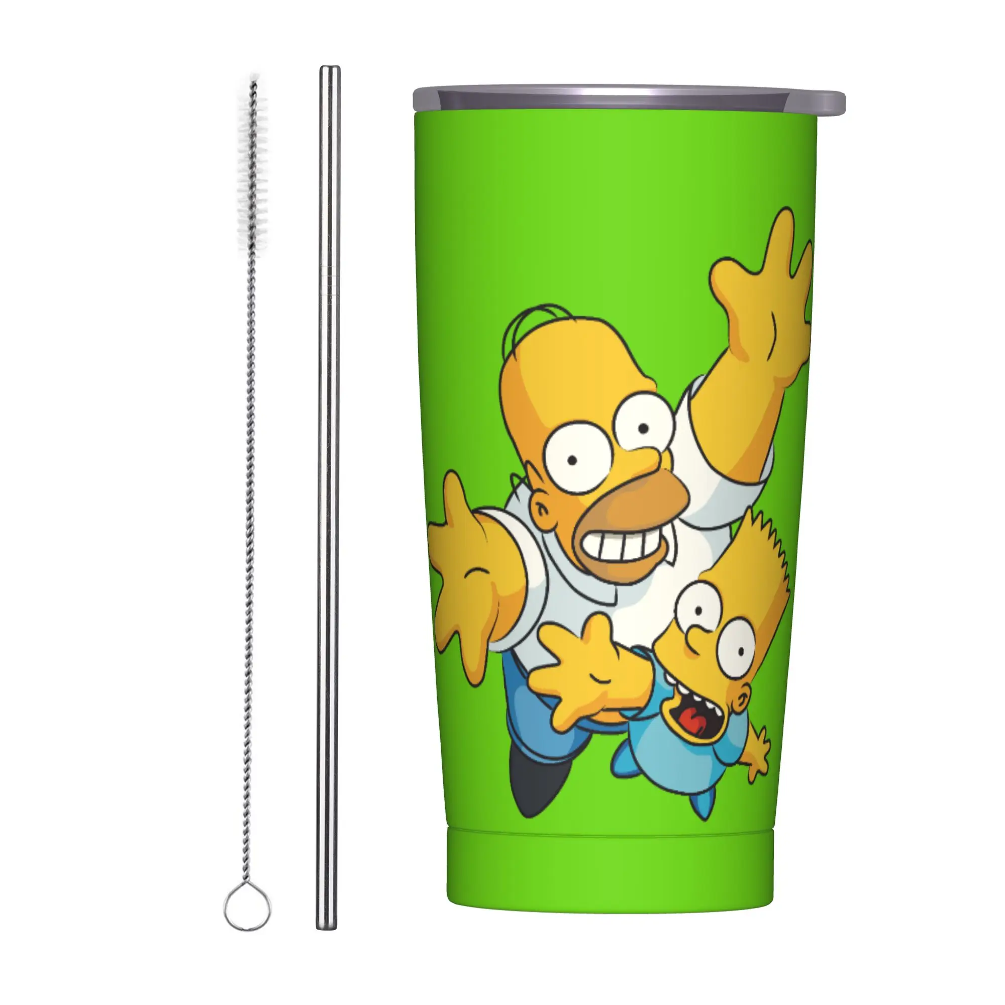 Stainless Steel Tumbler with The Simpsons Cartoon Design - Versatile Hot & Cold Beverage Cup