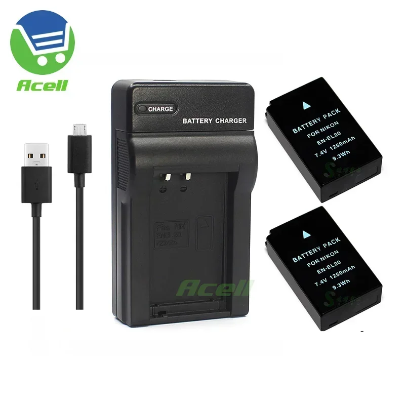 En-El20 Caricabatteria O Caricabatterie Usb Per Fotocamera Nikon 1 J1 / 1 J2 / 1 J3 / 1 S1 / 1 V3 / 1 Aw1 Sostituire En-El20A