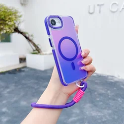 Custodia Shockproof Magnetica con Laser Gradient e Lanyard alla Moda