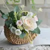 Flower Basket Storage Rattan Woven Basket Wicker Basket Half Moon With Handle Flower Girl Hand Picnic Home Wedding Party Decor 5