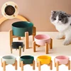 Big Dogs Bowl Thick Ceramic Pet Food Water Feeders Small Medium Large Dog Feeding Supplies Splash Proof with Wooden Stand Pet용품