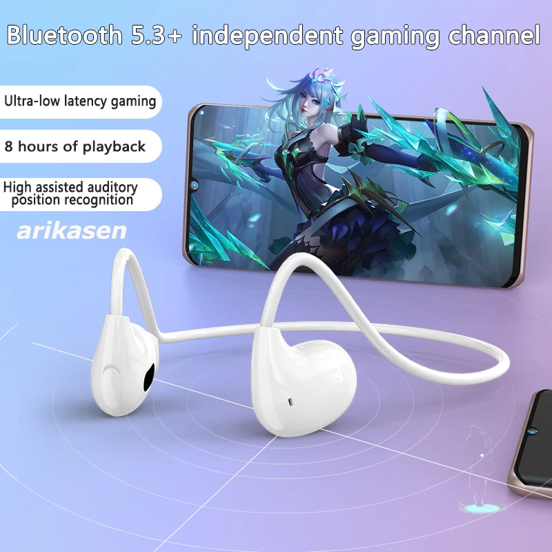 Auriculares de conducción ósea Bluetooth 5.3 con chip Qualcomm CSR8635,  auriculares inalámbricos de oreja abierta, micrófono integrado, auriculares