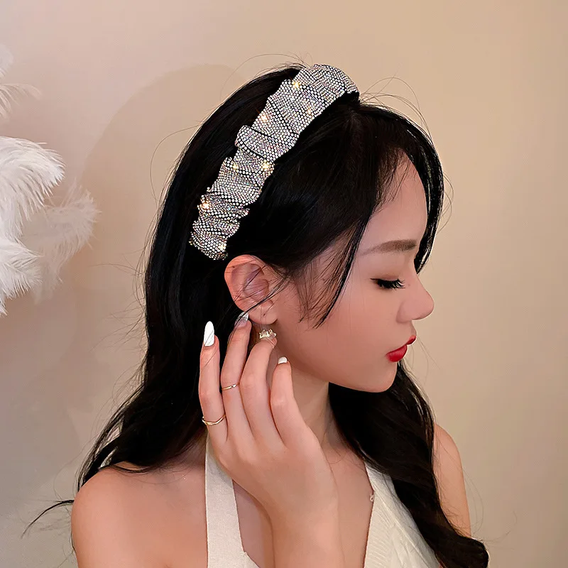 Fascia Per Capelli Con Perle In Spugna – Accessorio Cristallo Barocco Per Donna – Cerchietto Elegante Per Trucco, Feste E Matrimoni - 3