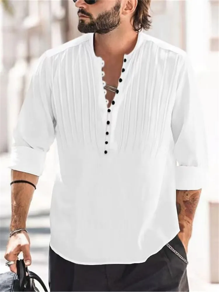 

2023 New Men's Casual Blouse Cotton Linen Shirt Loose Tops Long Sleeve Tee Shirt Spring Autumn Casual Handsome Men Shirts