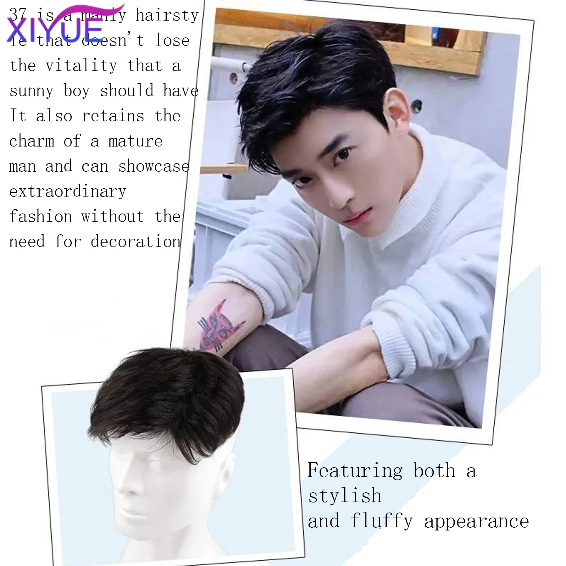 XIYUE Prosthetic Hair Male  Toupee Wigs for Man Replacement System Men's WIg Real Hair for Baldness Cover White Hair